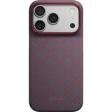 Pitaka iPhone 17 Pro/iPhone 18 Pro Skal Edge MagSafe Argyle Blue's Red