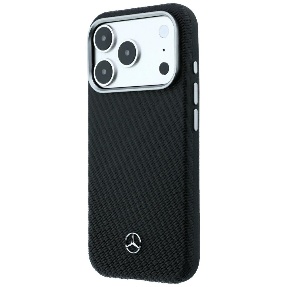 Mercedes Benz iPhone 17 Pro/iPhone 18 Pro Skal Leather Wood Effect Svart