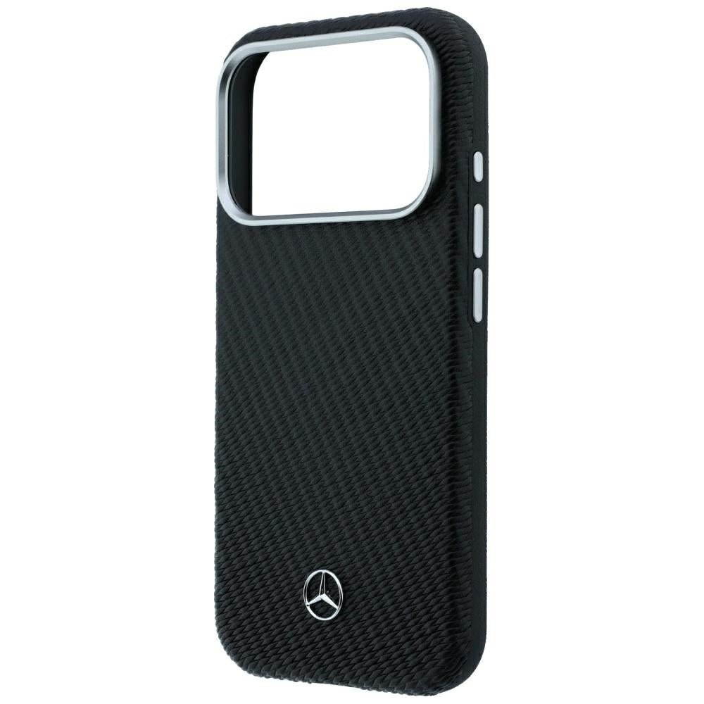 Mercedes Benz iPhone 17 Pro/iPhone 18 Pro Skal Leather Wood Effect Svart