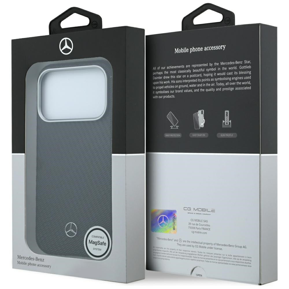 Mercedes Benz iPhone 17 Pro/iPhone 18 Pro Skal Leather Wood Effect Svart