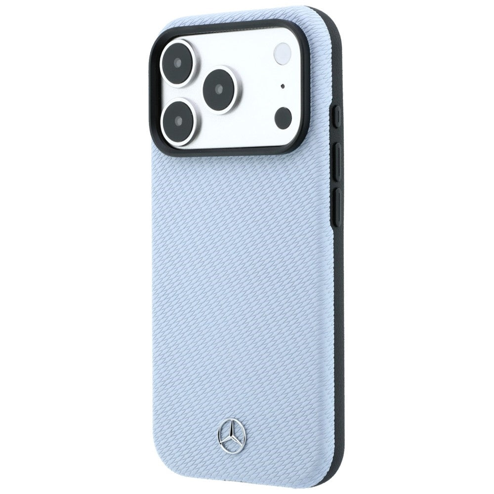 Mercedes Benz iPhone 17 Pro Max/iPhone 18 Pro Max Skal Leather Wood Effect Blå
