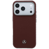 Mercedes Benz iPhone 17 Pro/iPhone 18 Pro Skal Leather Wood Effect Burgundy