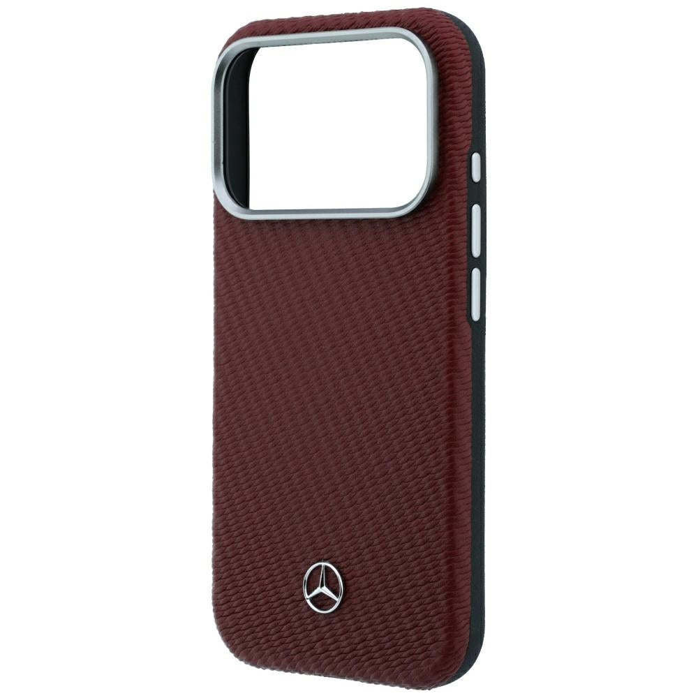 Mercedes Benz iPhone 17 Pro/iPhone 18 Pro Skal Leather Wood Effect Burgundy