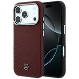 Mercedes Benz iPhone 17 Pro Max/iPhone 18 Pro Max Skal Leather Wood Effect Burgundy