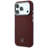 Mercedes Benz iPhone 17 Pro Max/iPhone 18 Pro Max Skal Leather Wood Effect Burgundy