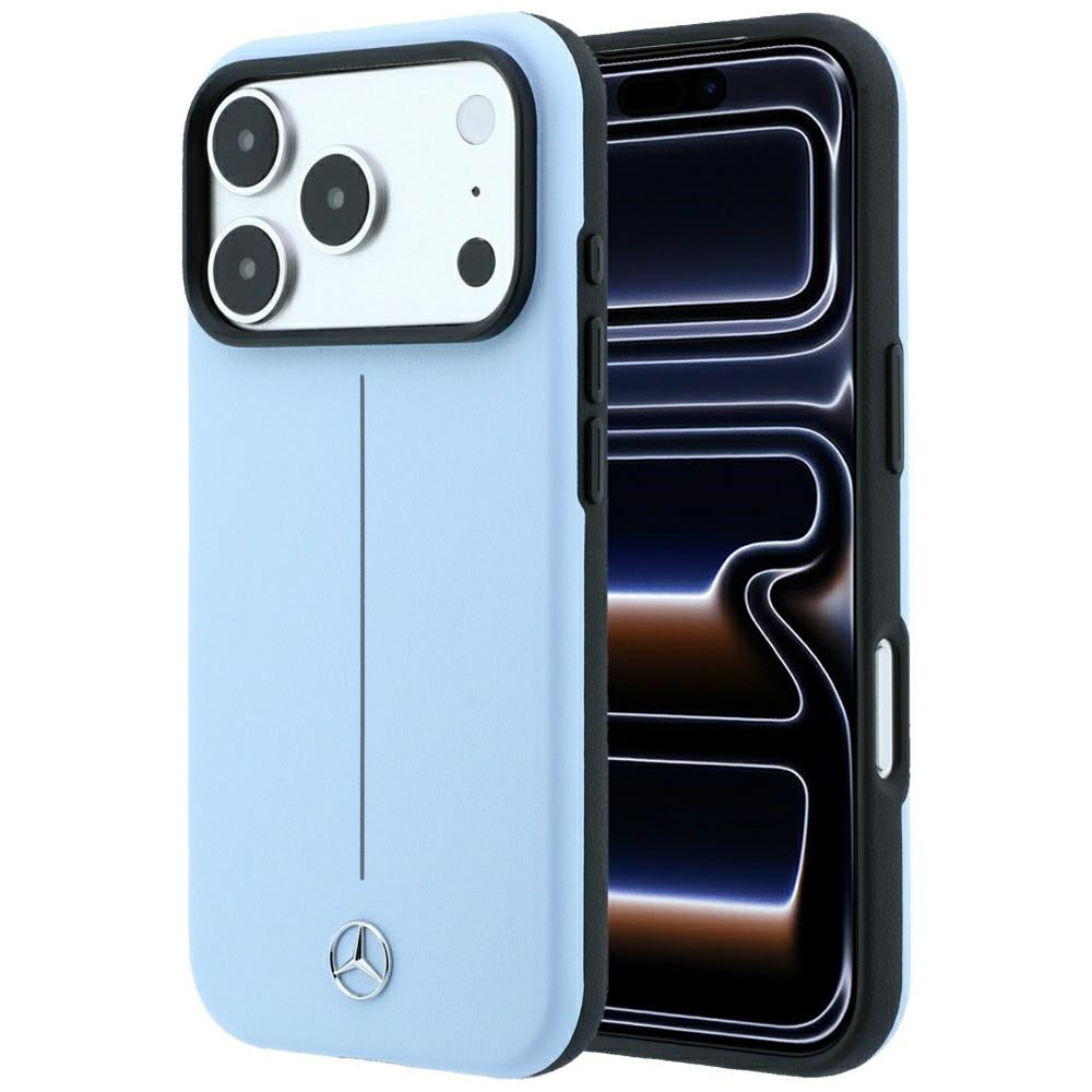 Mercedes Benz iPhone 17 Pro/iPhone 18 Pro Skal Leather Iconic Line Blå