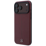 Mercedes Benz iPhone 17 Pro Max/iPhone 18 Pro Max Skal Leather Iconic Line Burgundy