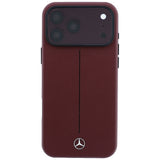 Mercedes Benz iPhone 17 Pro Max/iPhone 18 Pro Max Skal Leather Iconic Line Burgundy