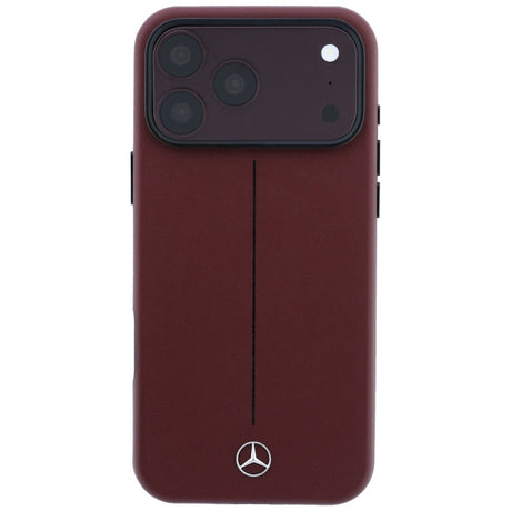 Mercedes Benz iPhone 17 Pro Max/iPhone 18 Pro Max Skal Leather Iconic Line Burgundy