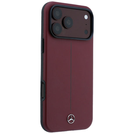 Mercedes Benz iPhone 17 Pro Max/iPhone 18 Pro Max Skal Leather Iconic Line Burgundy