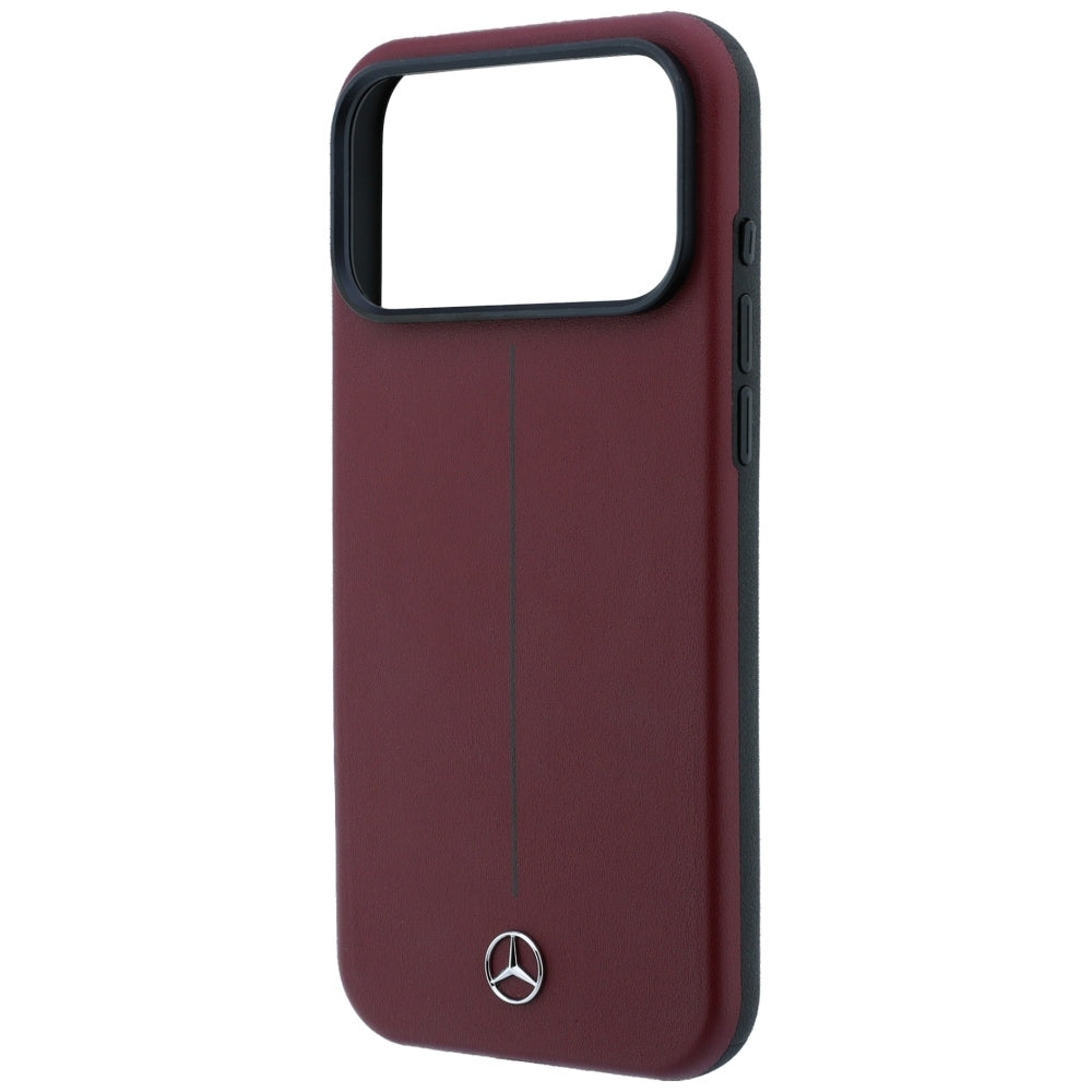 Mercedes Benz iPhone 17 Pro Max/iPhone 18 Pro Max Skal Leather Iconic Line Burgundy