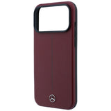 Mercedes Benz iPhone 17 Pro Max/iPhone 18 Pro Max Skal Leather Iconic Line Burgundy