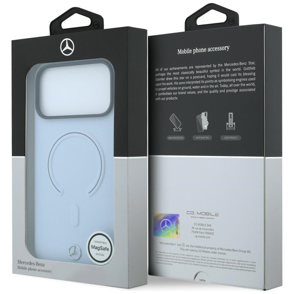 Mercedes Benz iPhone 17 Pro Max/iPhone 18 Pro Max Skal Leather 3D MagSafe Blå