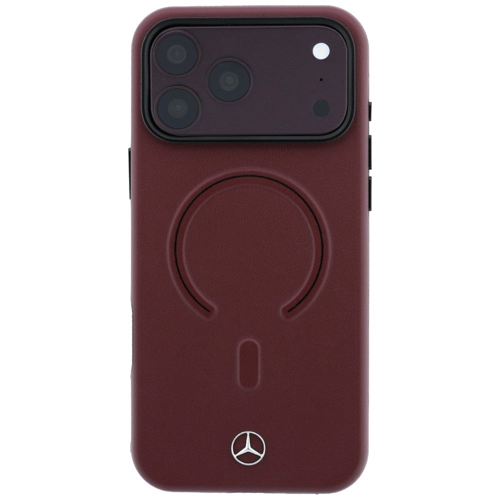 Mercedes Benz iPhone 17 Pro Max/iPhone 18 Pro Max Skal Leather 3D MagSafe Burgundy