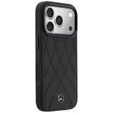 Mercedes Benz iPhone 17 Pro/iPhone 18 Pro Skal Leather Crossed Lines Svart