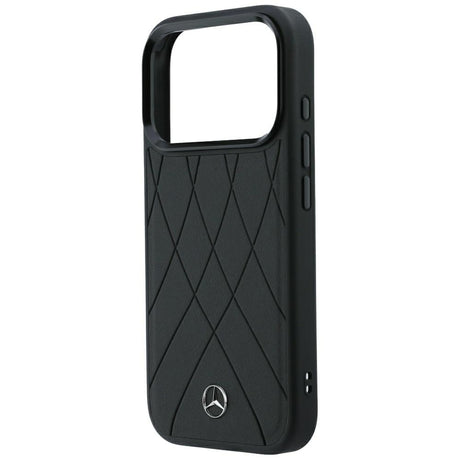 Mercedes Benz iPhone 17 Pro/iPhone 18 Pro Skal Leather Crossed Lines Svart