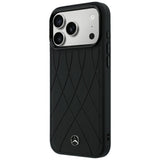 Mercedes Benz iPhone 17 Pro Max/iPhone 18 Pro Max Skal Leather Crossed Lines Svart