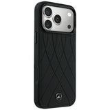 Mercedes Benz iPhone 17 Pro Max/iPhone 18 Pro Max Skal Leather Crossed Lines Svart