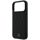 Mercedes Benz iPhone 17 Pro Max/iPhone 18 Pro Max Skal Leather Crossed Lines Svart