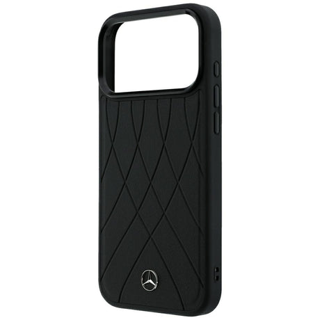 Mercedes Benz iPhone 17 Pro Max/iPhone 18 Pro Max Skal Leather Crossed Lines Svart