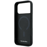 Mercedes Benz iPhone 17 Pro Max/iPhone 18 Pro Max Skal Leather Crossed Lines Svart