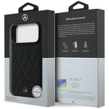 Mercedes Benz iPhone 17 Pro Max/iPhone 18 Pro Max Skal Leather Crossed Lines Svart