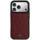 Mercedes Benz iPhone 17 Pro/iPhone 18 Pro Skal Leather Crossed Lines Burgundy
