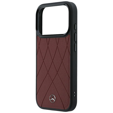 Mercedes Benz iPhone 17 Pro Max/iPhone 18 Pro Max Skal Leather Crossed Lines Burgundy