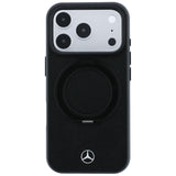 Mercedes Benz iPhone 17 Pro/iPhone 18 Pro Skal Leather Ring Stand Svart