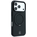 Mercedes Benz iPhone 17 Pro/iPhone 18 Pro Skal Leather Ring Stand Svart