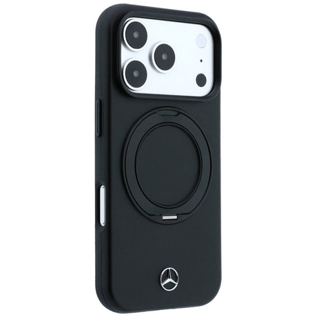 Mercedes Benz iPhone 17 Pro/iPhone 18 Pro Skal Leather Ring Stand Svart