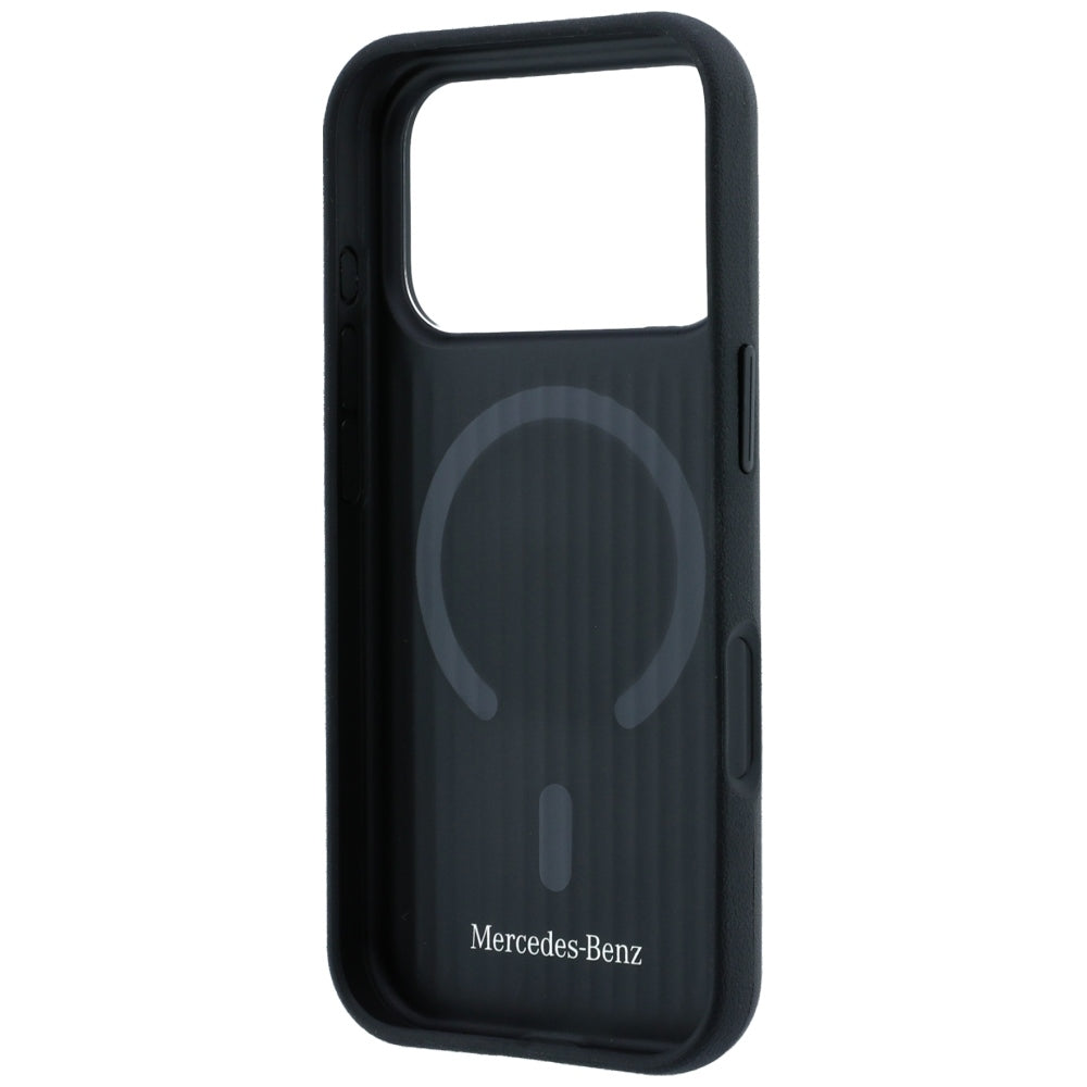 Mercedes Benz iPhone 17 Pro/iPhone 18 Pro Skal Leather Ring Stand Svart