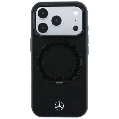 Mercedes Benz iPhone 17 Pro Max/iPhone 18 Pro Max Skal Leather Ring Stand Svart