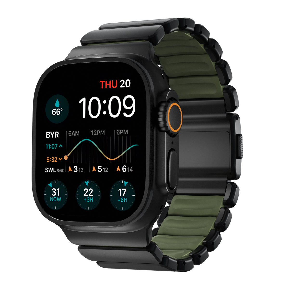 Nomad Apple Watch 45/46mm/Ultra 49mm Armband Stratos Band Svart Forest