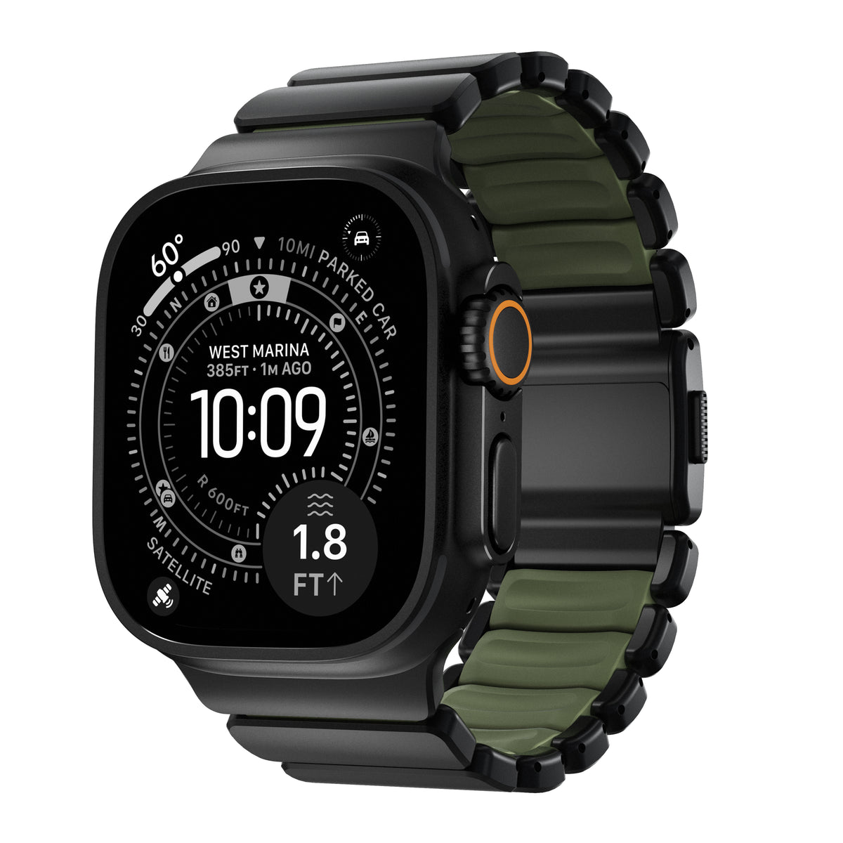 Nomad Apple Watch 45/46mm/Ultra 49mm Armband Stratos Band Svart Forest