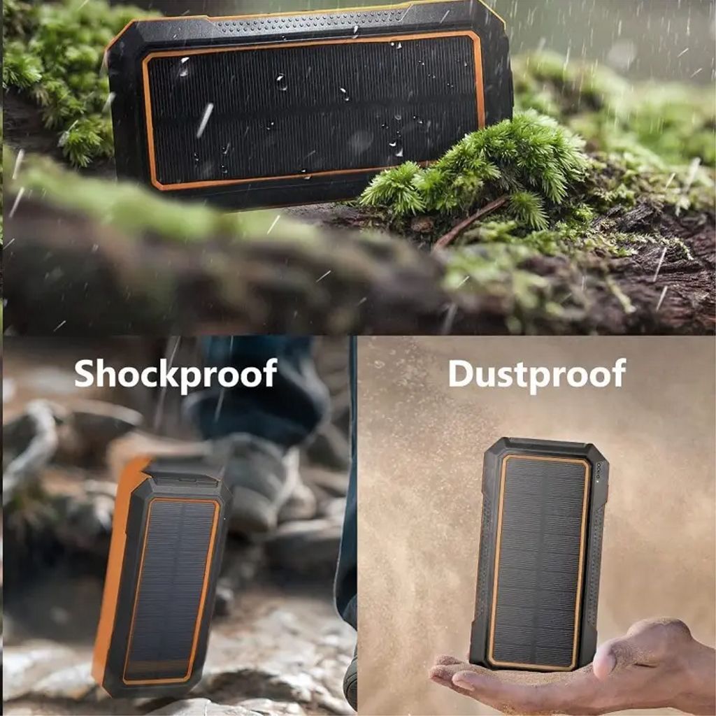 SiGN Powerbank med solceller & trådlös laddning 20 000 mAh