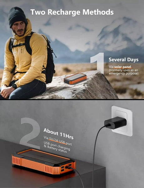 SiGN Powerbank med solceller & trådlös laddning 20 000 mAh