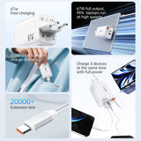 SiGN 65W Snabbladdare GaN med utdragbar USB-C kabel Vit