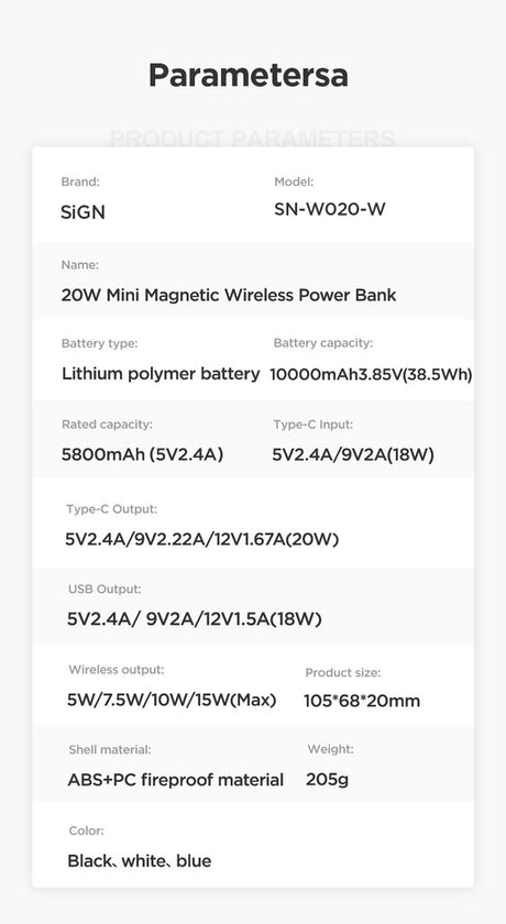 SiGN MagSafe-powerbank 10 000 mAh 20W Vit