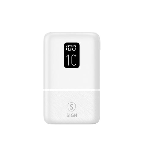 SiGN Mini Powerbank med Display 10 000mAh Vit