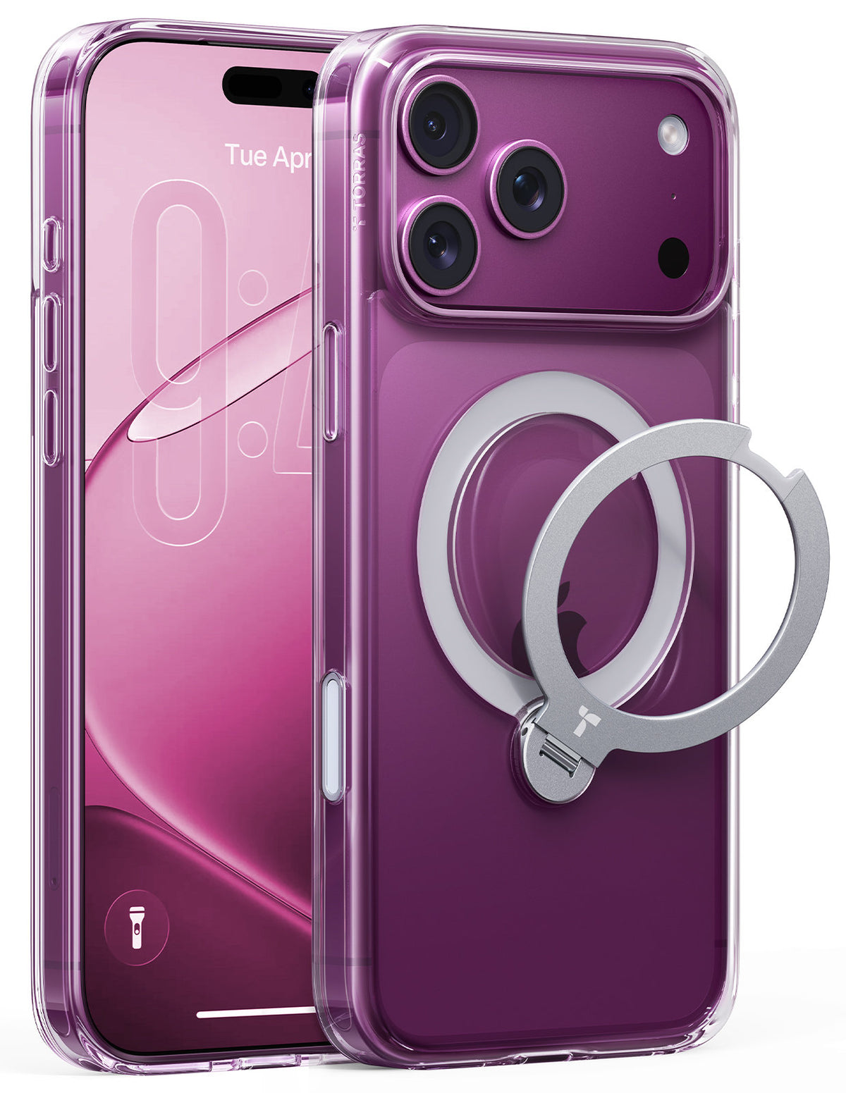 Torras iPhone 18 Pro Skal Ostand Q3 Spin Transparent