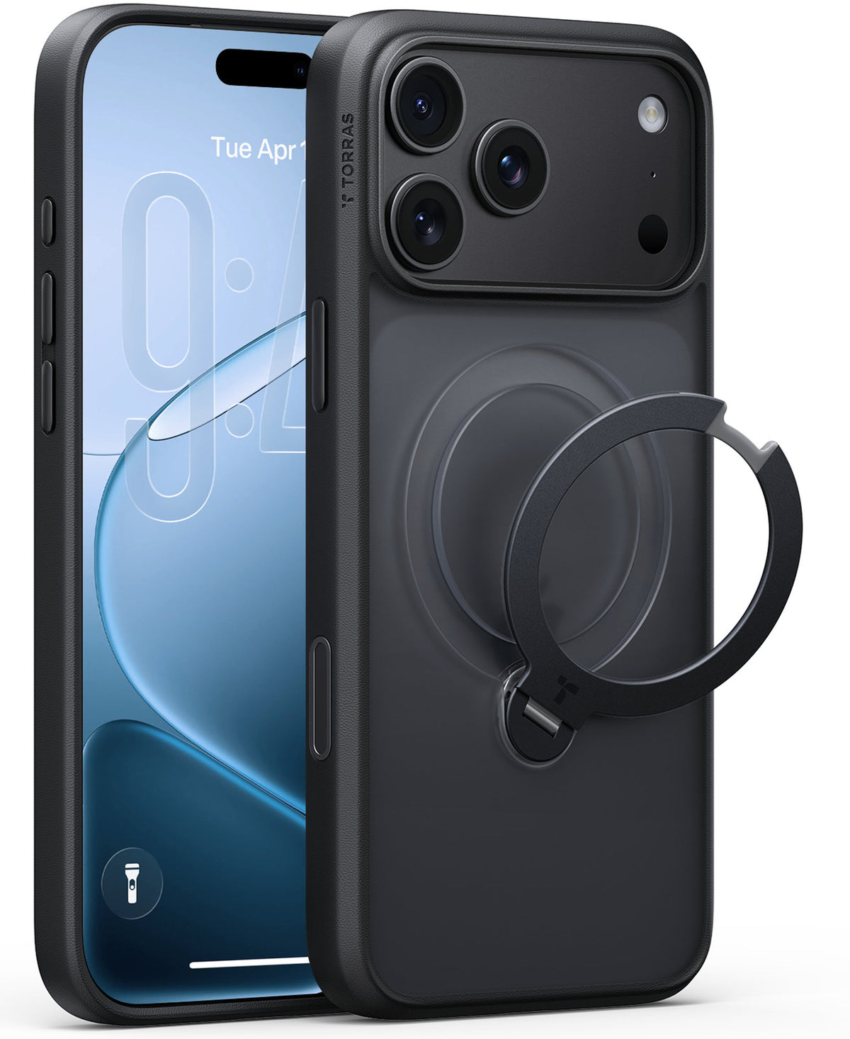 Torras iPhone 18 Pro Max Skal Ostand Q3 Spin Obsidian Black