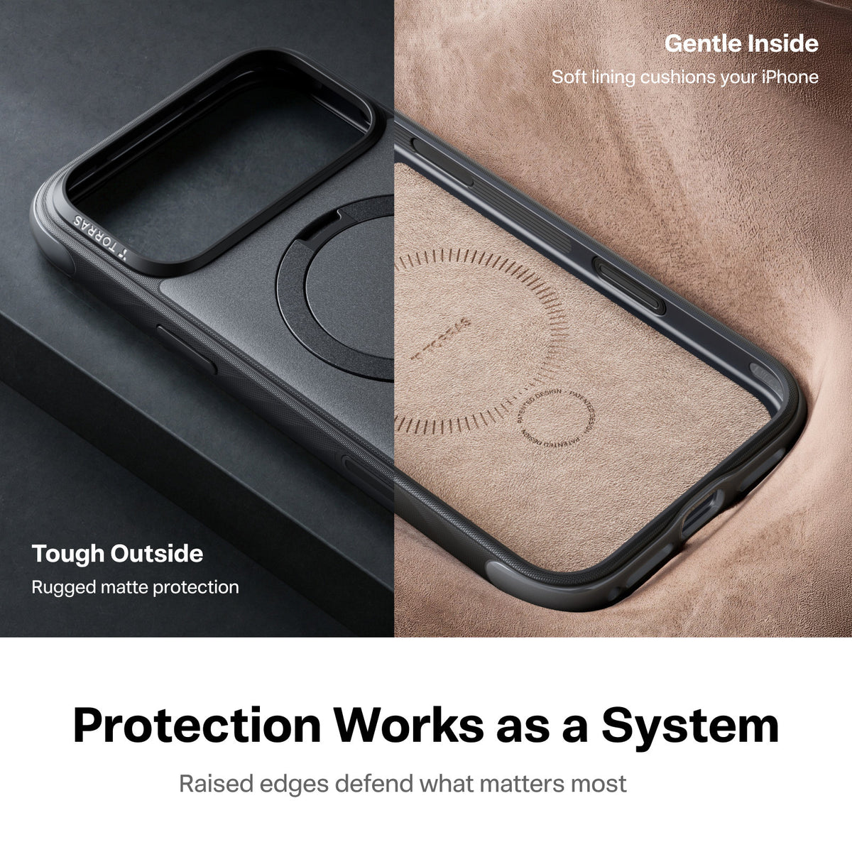 Torras iPhone 18 Pro Max Skal Ostand Q3 Rugged Jet Black