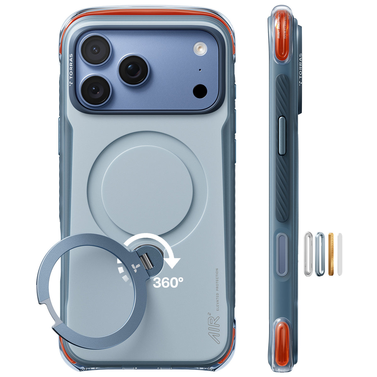 Torras iPhone 18 Pro Max Skal Ostand Q3 Air Pro Polar Slate