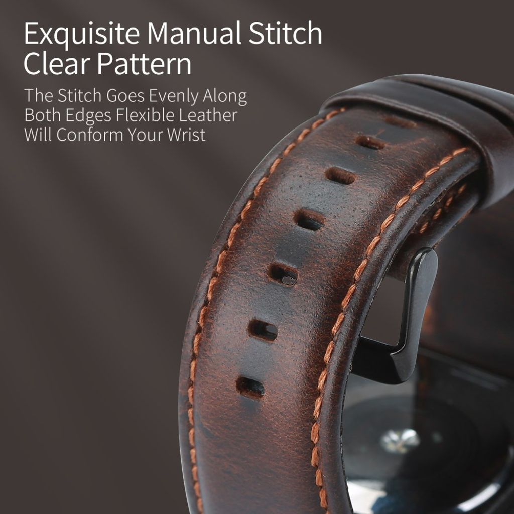 Dux Ducis Apple Watch 44/45/46mm/Ultra 49mm Armband Äkta Läder Mörkbrun