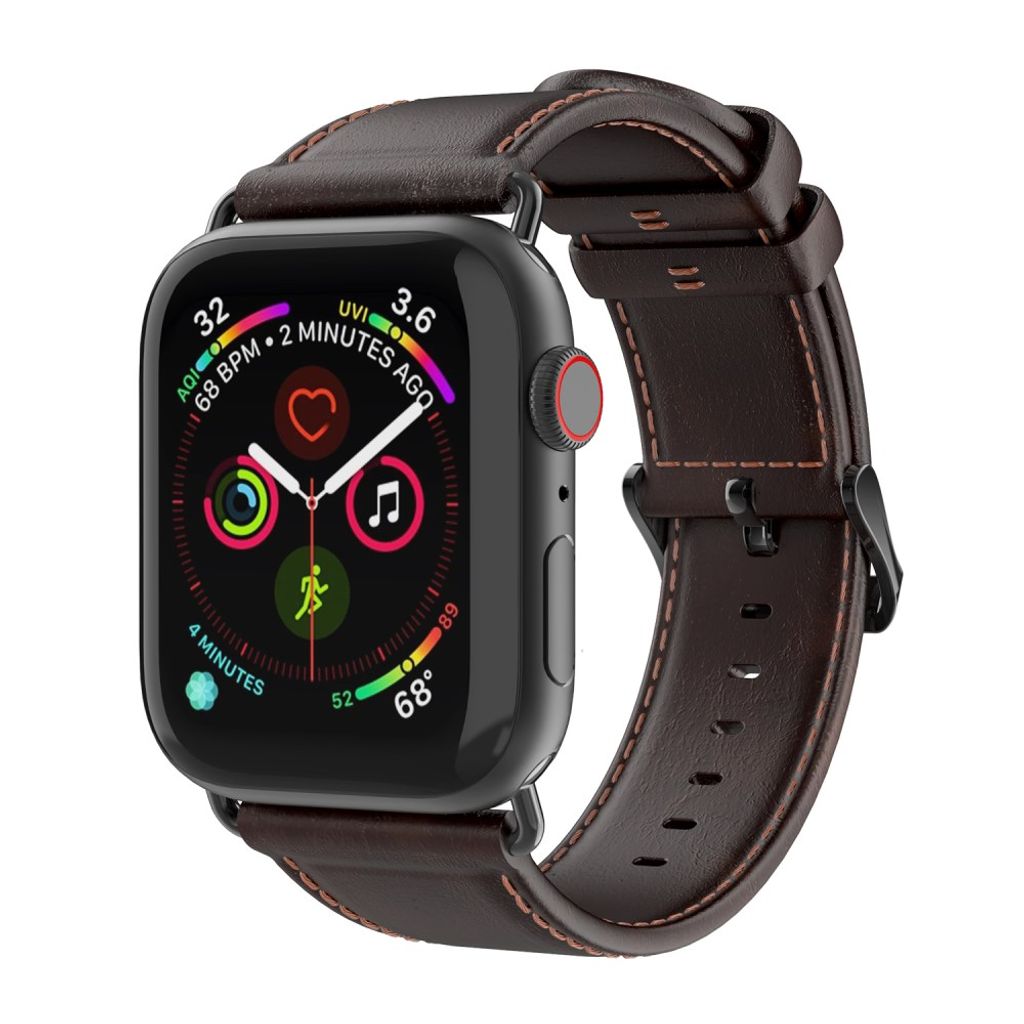 Dux Ducis Apple Watch 44/45/46mm/Ultra 49mm Armband Äkta Läder Mörkbrun