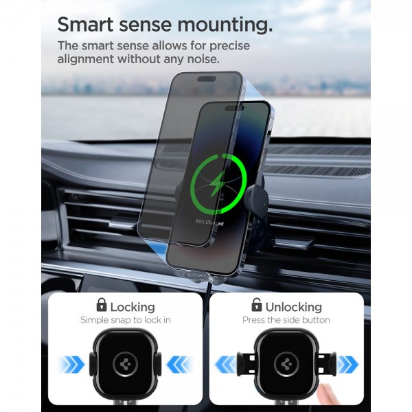 Spigen Bilhållare OneTap Pro Air Vent Mount Charger 15W Svart
