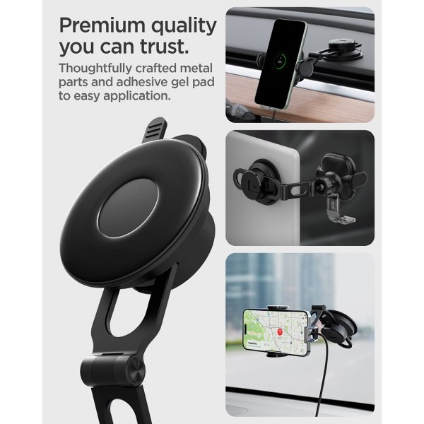 Spigen Bilhållare OneTap Pro Dashboard Mount Charger 15W Svart