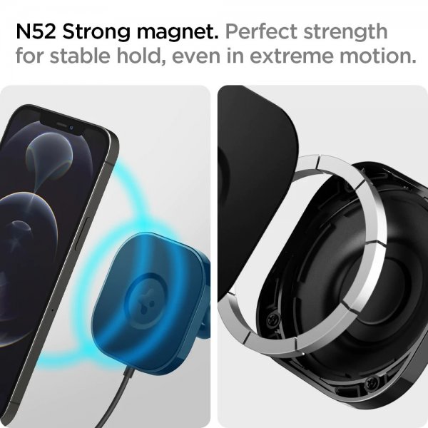 Spigen Bilhållare OneTap Magnetic Car Mount Dashboard Wireless Charging Svart
