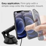 Spigen Bilhållare OneTap Magnetic Car Mount Dashboard Wireless Charging Svart